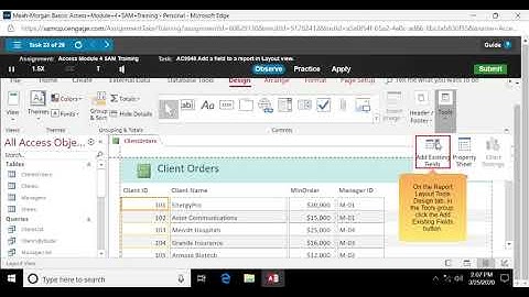MindTap - Cengage Access how to add a field to a report in Layout view