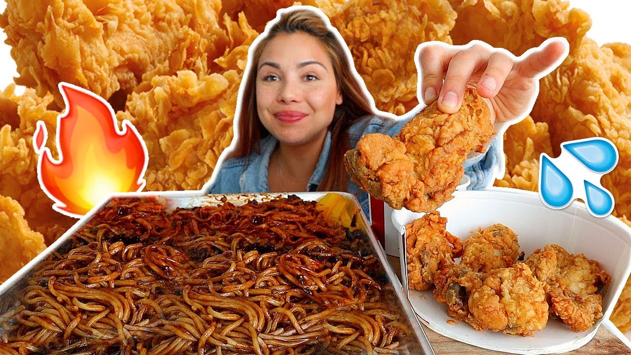 Nuclear Black Bean Noodles & KFC 먹방 Mukbang | Sticky Eating Sounds