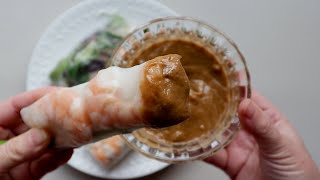 Vietnamese Pork & Shrimp Spring Rolls with Peanut Sauce (Gỏi Cuốn Tôm Thịt)