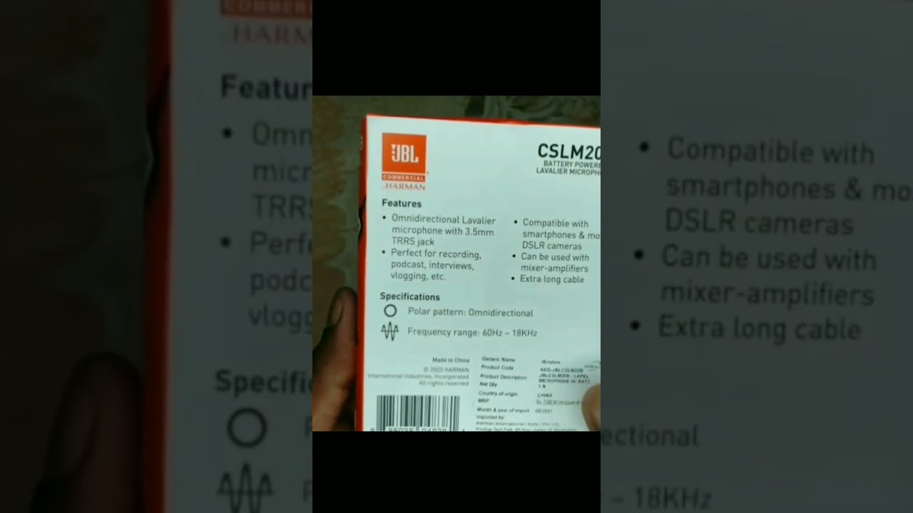 JBL CSLM20B Collar mic Unboxing  | JBL Collar Mic | Jbl best mic for youtubers