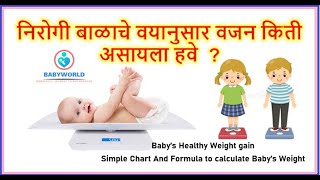 निरोगी बाळाचे वयानुसार योग्य वजन किती हवे |Healthy Baby's Weight gain as per age |Easy Formula Chart
