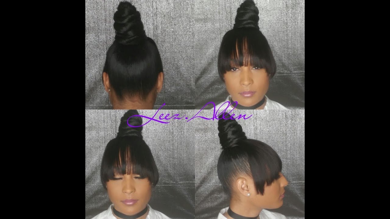 How To Top Knot Ninja Bun With Glueless Faux Bangs Tutorial Youtube