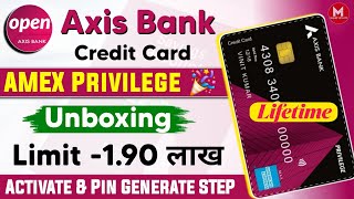 Axis Bank AMEX Privilege Credit Card Unboxing 🎉। Axis Bank New Credit Card Activate &amp; Pin Generation