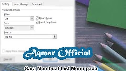 Cara Membuat List Menu pada Excel dengan mudah
