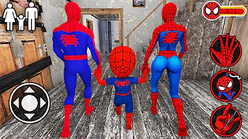 Playing as SpiderMan Family in Granny House