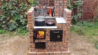 Wood Burning Stove | Creative ideas from red bricks.