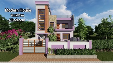 Vectorworks | Modern 2 Storey 9m x 11 m House | 4 Bedroom