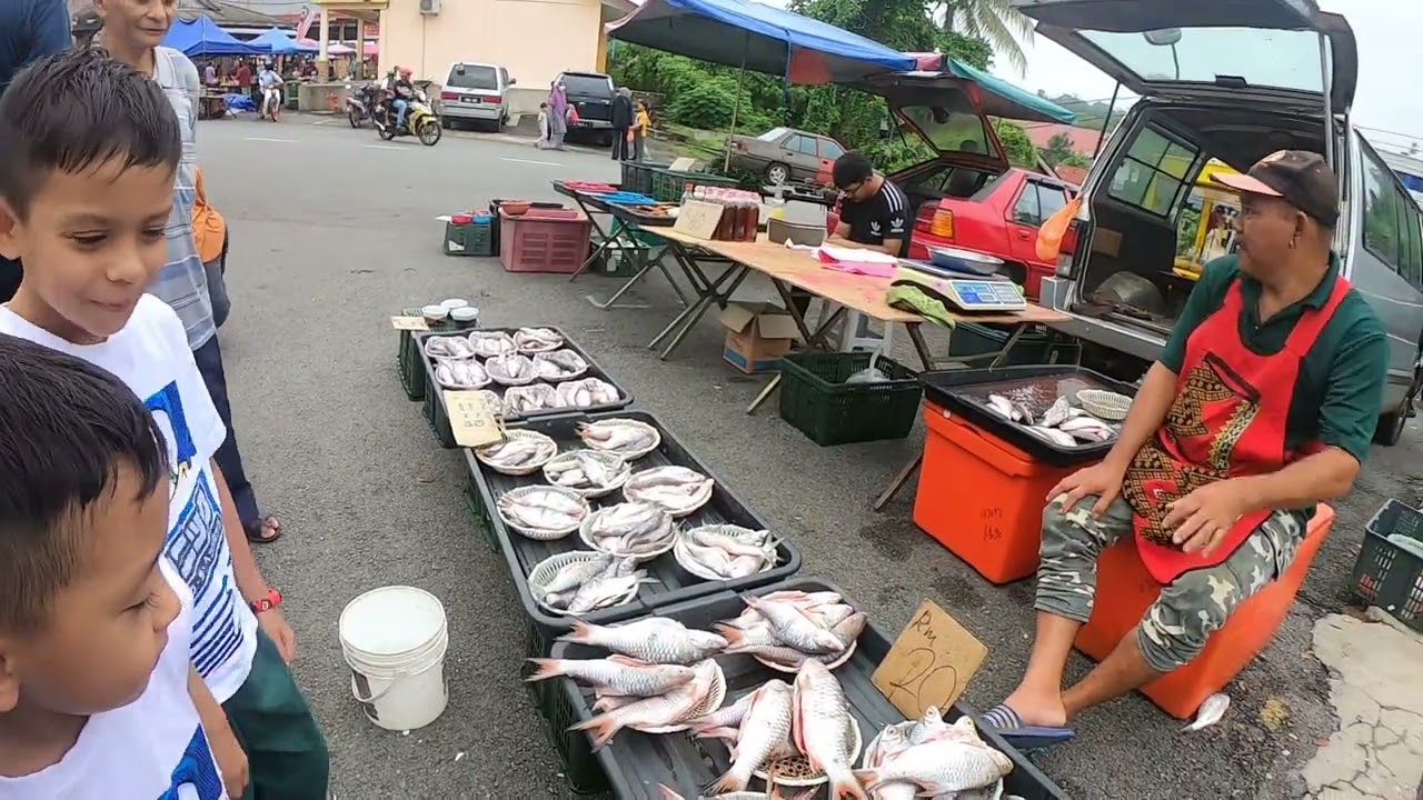 Pasar Pagi Kuala Lipis. Bnyak ikan sungai dan sayur ulam kampong