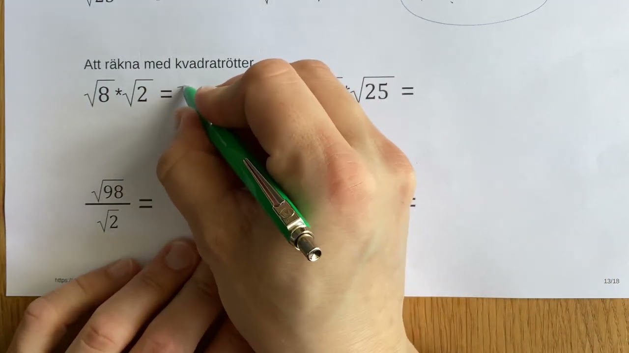 Kap 6.1, snabbrepris, Kvadratrötter (roten ur) Begreppet och att räkna med kvadratrötter.