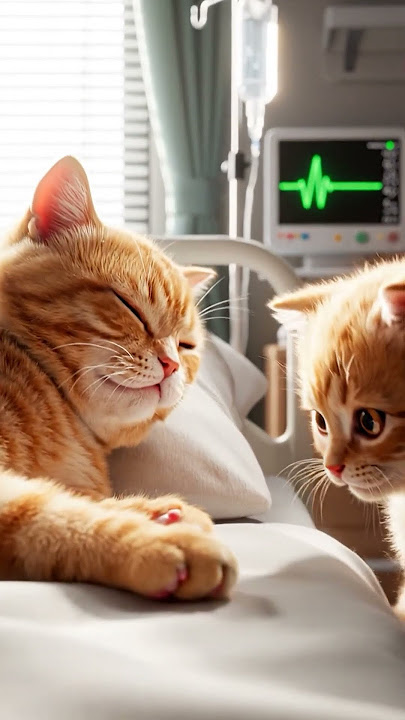 Mama Cat Grows Tired – Her Kitten’s Loving Care Warms the Heart 🐱❤️#mamacat #cute #shorts