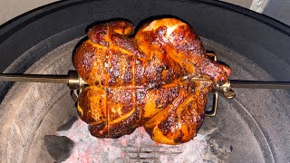 Kamado Joe Joetisserie Review Set Up and Rotisserie Chicken Prep and Cook