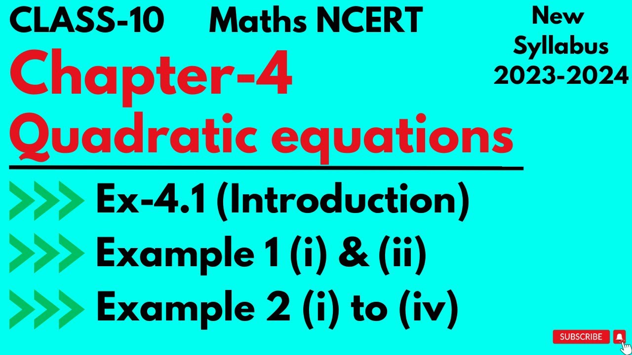 Ex 4 1 intro examples 1 2 class 10 maths ch 4 quadratic equations