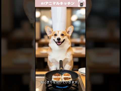 コーギーが焼きおにぎりを作ります！ #犬のいる生活  #コーギー #aiアニマルキッチン
