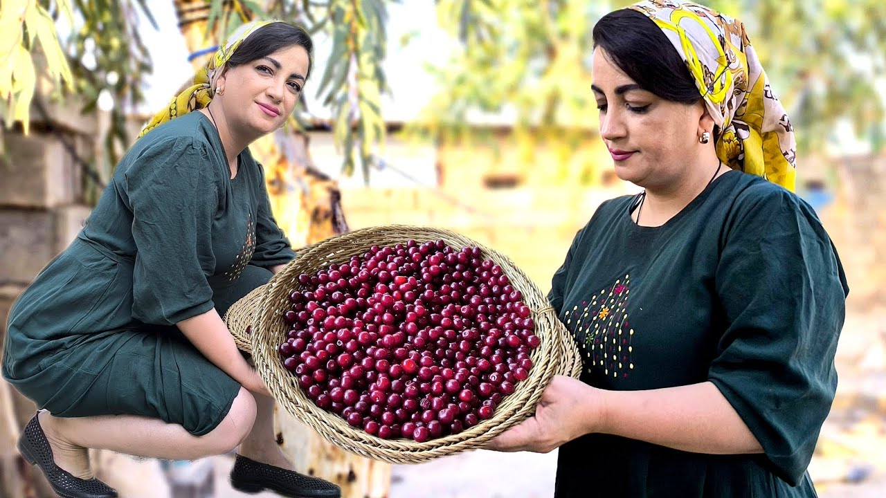 Village Life in Iran – Making Homemade Sour Cherry Pickles