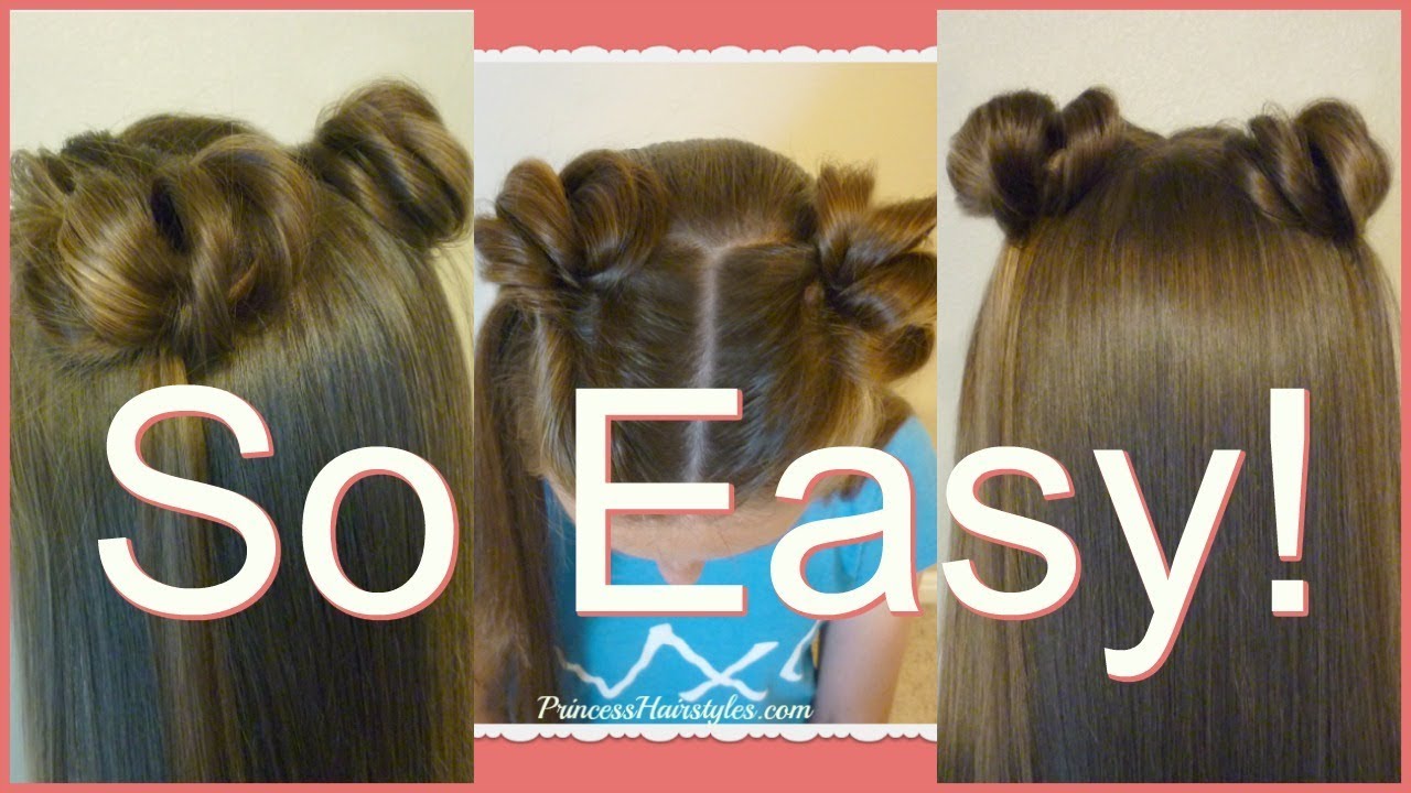 space buns hairstyle tutorial on short curly hair! this hairstyle is p... |  TikTok