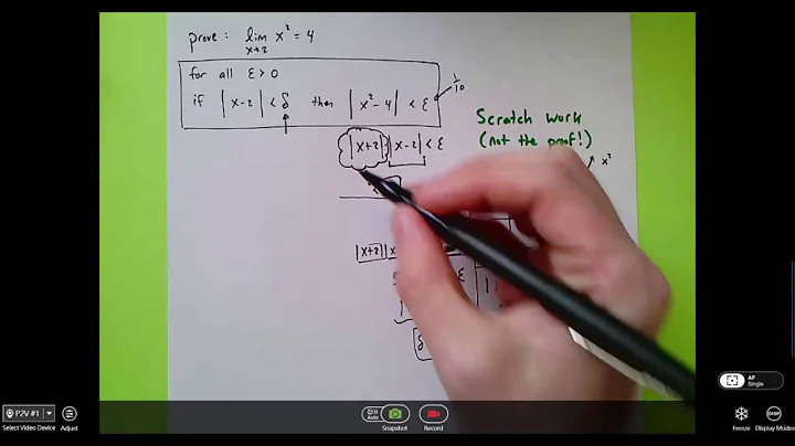 Quadratic epsilon-delta limit proof example: Part 2