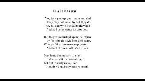 Philip Larkin reading "This Be the Verse."