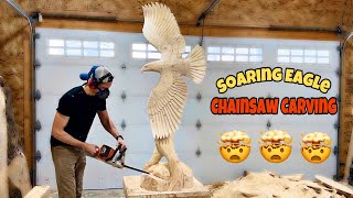 AMAZING WOOD ART!  🦅 Eagle 🦅 Carved With A CHAINSAW!
