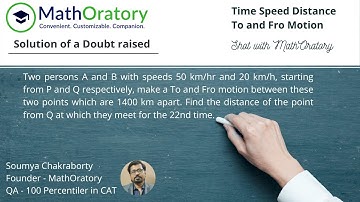 To & Fro motion | Higher Lap Meeting | Time Speed Distance QA CAT | Explained by QA 100 Percentiler