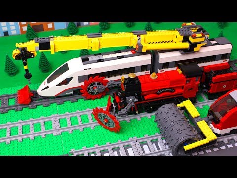 Lego Crane, Bulldozer, Excavator Experimental Train Construction Kids Toy Vehicles