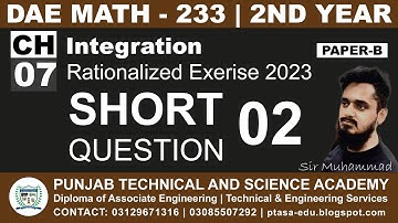 DAE MATH 233 Chapter 7 Short Question 2 | Sir Muhammad