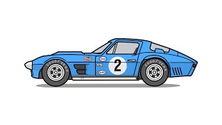 How to draw a CHEVROLET CORVETTE C2 GRAND SPORT 1963 / drawing Chevy c2 1964 sports car