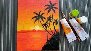 painting sunrise easy acrylic step ocean beginner tutorial