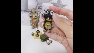 Unique #wooden #robot #keychains #steampunkparty Charms #handmadecraft #diycraft