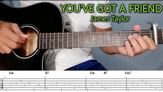 How to Play YOU'VE GOT A FRIEND by James Taylor-Guitar Tutorial with Tablature and Tabs on Screen