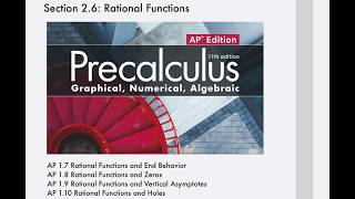Rational Functions (Section 2.6/AP 1.7,1.8.1.9,1.10)