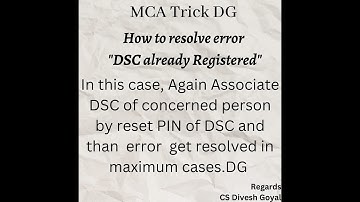 How to Resolve Error - "DSC Already Registered"?