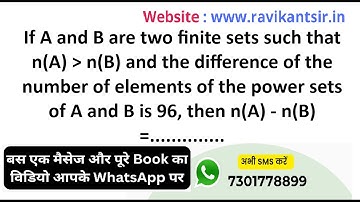 If A and B are two finite sets such that n(A) greater than n(B) and the difference of the number of