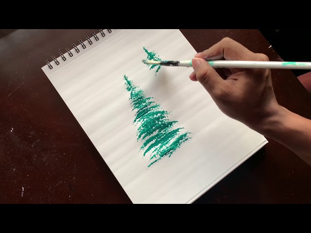 Painting Trees With A Fan Brush - Step By Step Acrylic Painting
