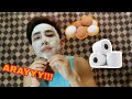 FACE MASK USING EGG WHITE AND TISSUE