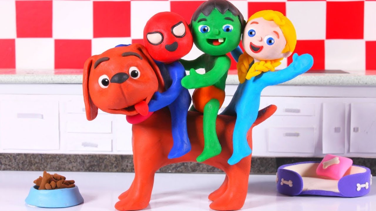 dibujos animados de los 90 FUNNY KIDS DOG GROWS BIG ❤ Play Doh Cartoons For Kids