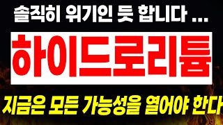 [주식]하이드로리튬 - 솔직히 위기인 듯 합니다 … 지금은 모든 가능성을 열어야 한다