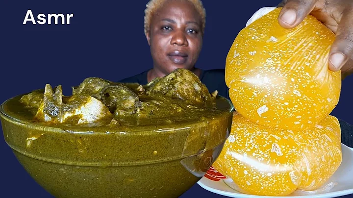 Nigeria food ASMR mukbang black soup and fufu mukbang