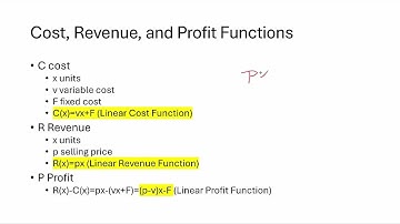 cost revenue profit equations