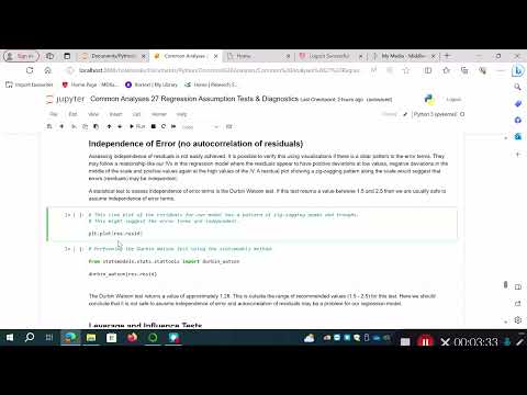 Common Analyses 27 Regression Diagnostics Independence of Errors