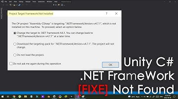 Unity 2022 Visual Studio - Project Target Framework Not Installed