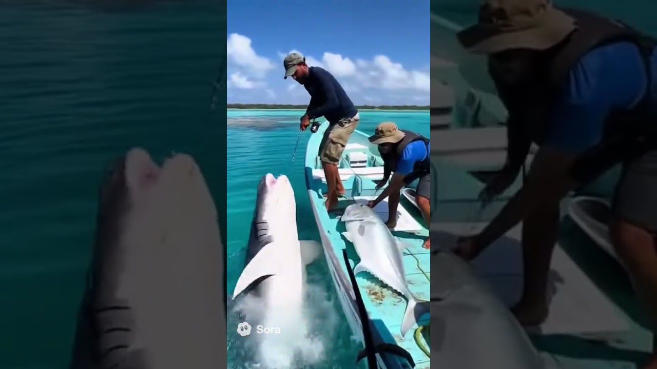 🤯 «УХ! АКУЛА! АКУЛА!» 🦈 Рыболовы сражаются с большой белой акулой за свой чудовищный улов!