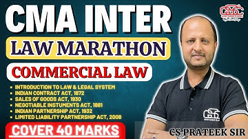 CMA INTER LAW MARATHON PART 1| COMMERCIAL LAW PART | CS PRATEEK SIR | GYAN SAGAR CLASSES |