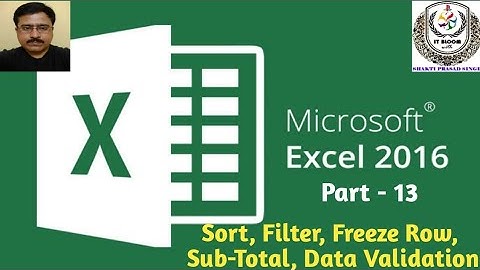 Microsoft Excel 2013-2016 (Part-13) Sort, Filter, Freeze Row, Sub Total, Data Validation