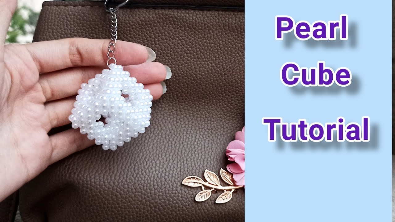 pearl cube pendant/ بافت آویز مکعبی با مروارید