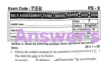 7th class English 🔑 SA-1 Real Key Answers 2025-26 || Self Assessment Term 1 Model Paper