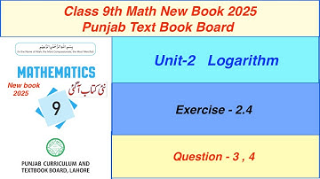 9Th Class Math New Book 2025 Exercise 2.4 Q-3, 4 | Punjab Text book Board|Class 9 Math New book 2025