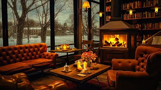 Relaxing Piano Jazz Background Music with Crackling Fireplace in Cozy Coffee Shop Ambience for Work