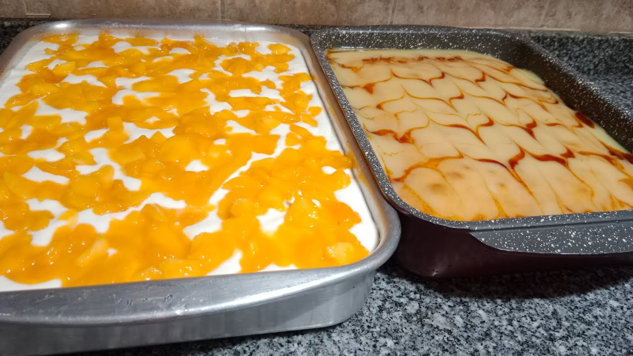 طريقة كيكة كريم كراميل وقشطوطه مانجو 👍 الله المستعان 🤲