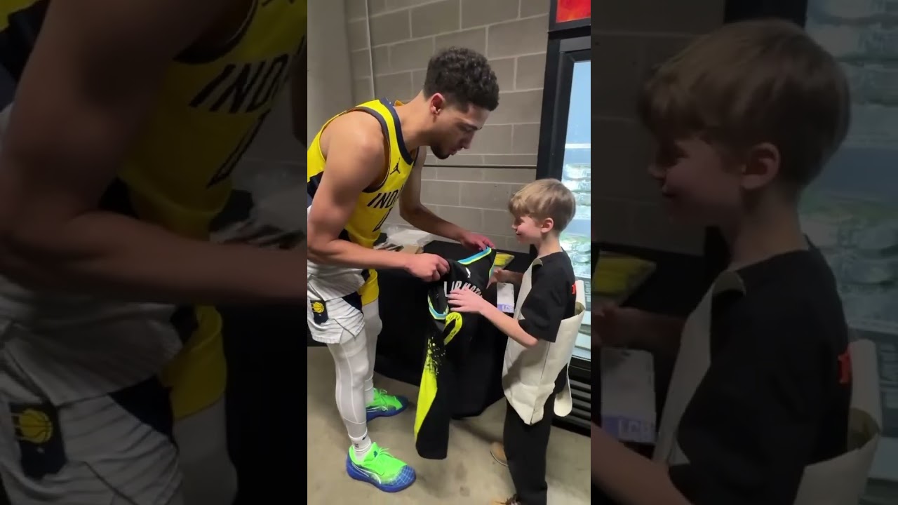 Tyrese Haliburton Gifts Young Fan Signed Jersey After Seeing He Made His Own Jersey | Indiana Pacers