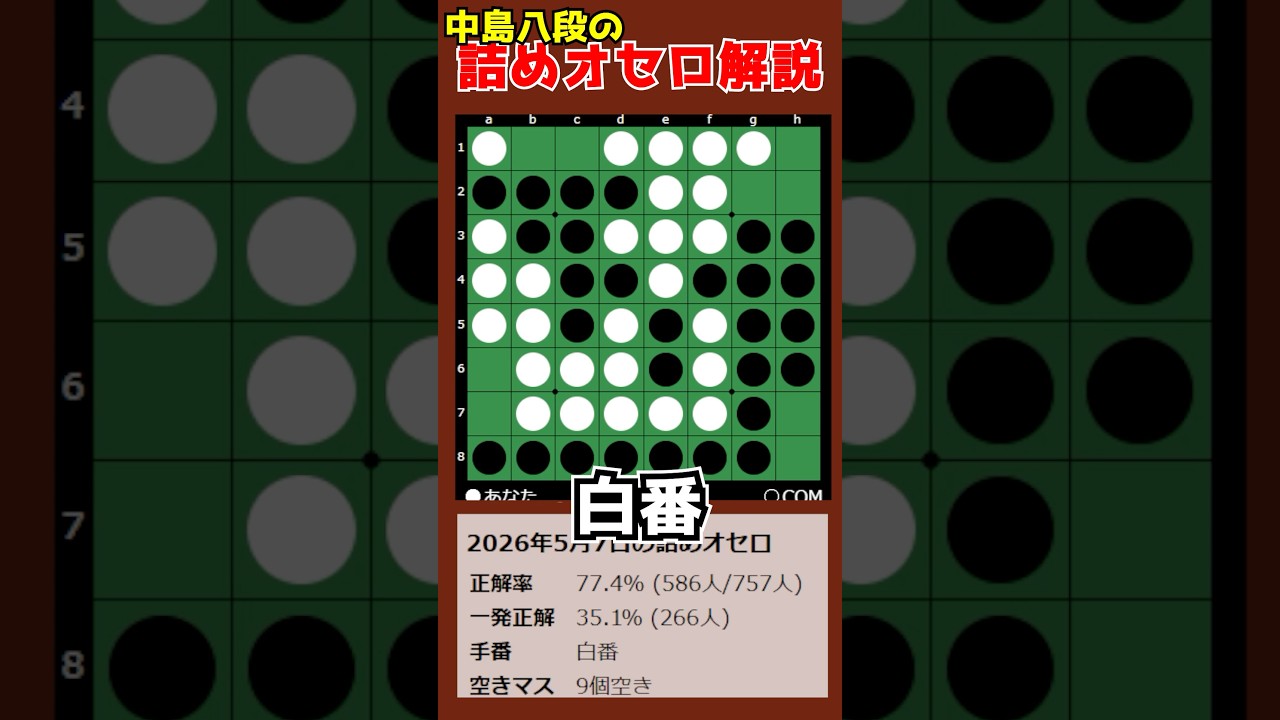 Commentary on Othello puzzles by Nakajima 8-dan 2026/05/07 #shorts
